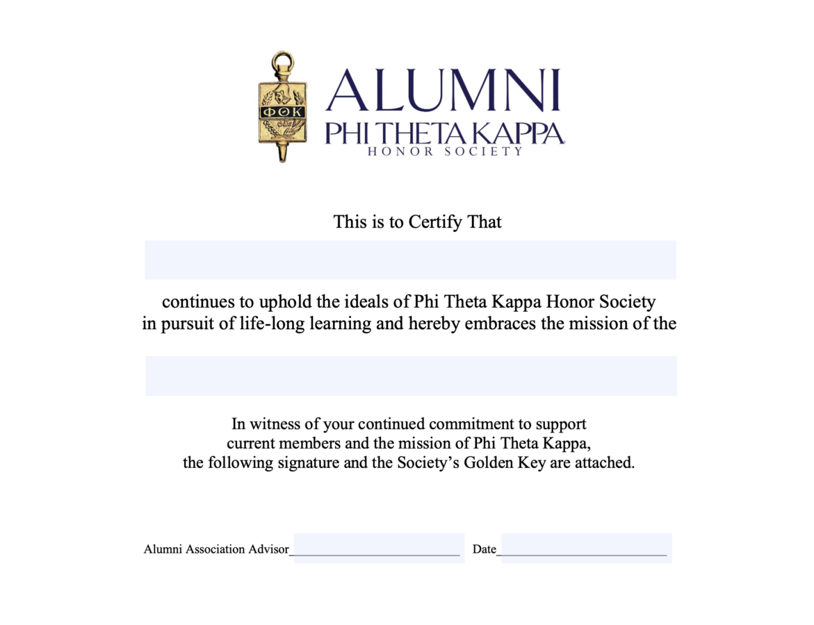 Alumni Certificate Template Phi Theta Kappa
