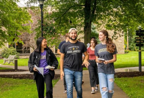 Houghton University students walking on campus