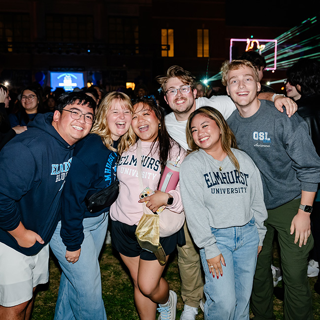 Elmhurst University students at an event.
